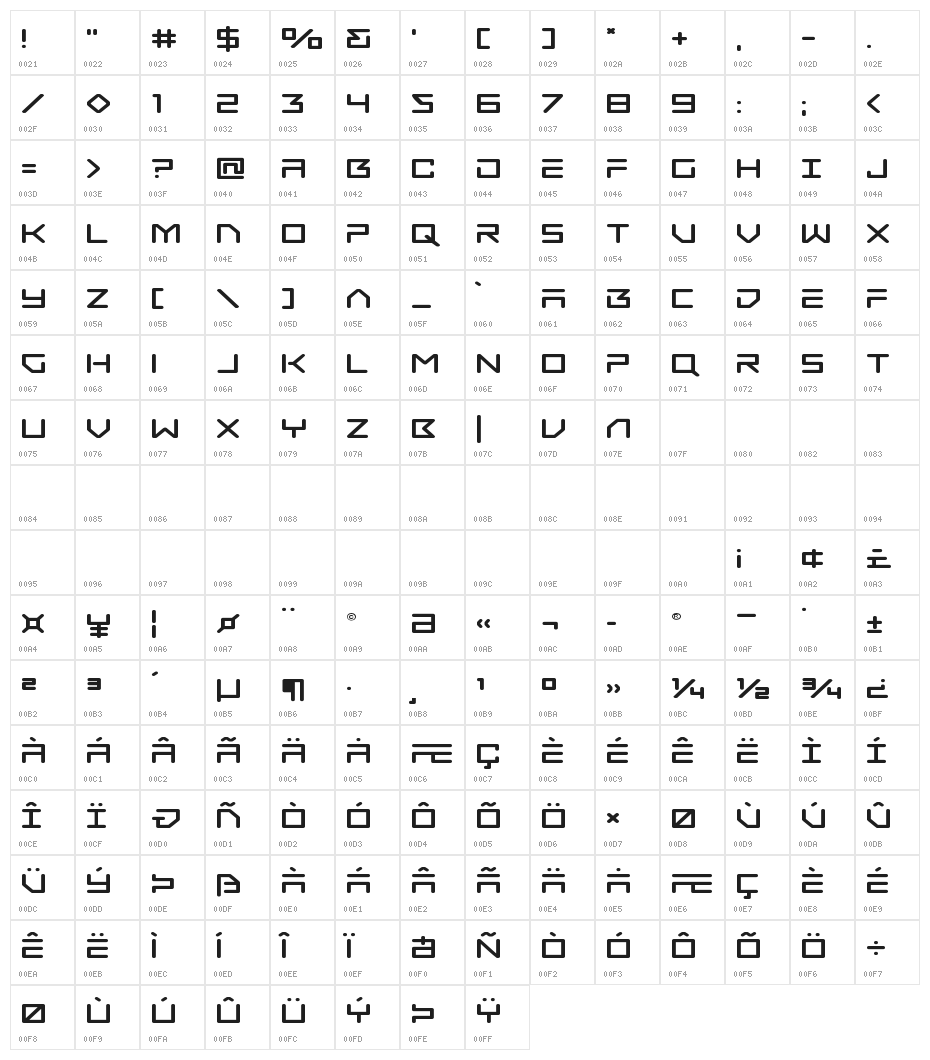 Tempest Apache Expanded Character Map
