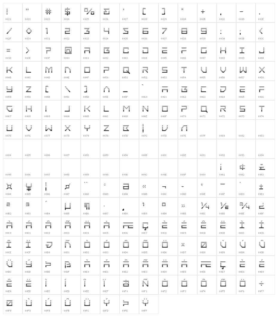 Tempest Apache Gradient Character Map