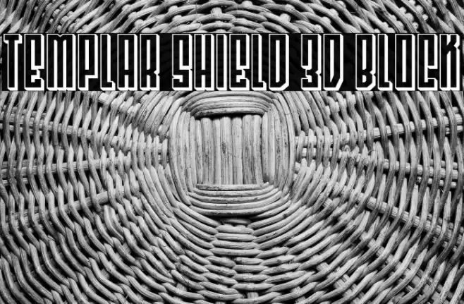 Templar Shield 3D Block Font examples