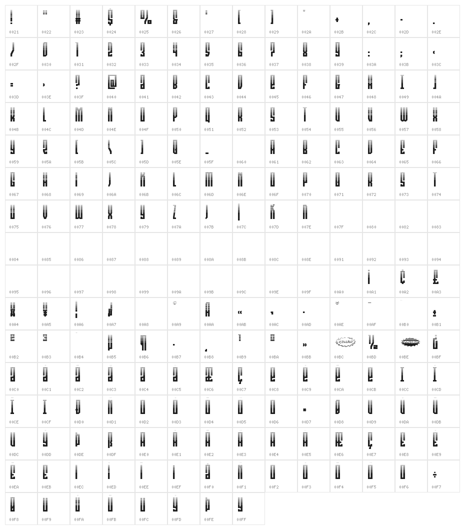 Templar Shield Halftone Character Map