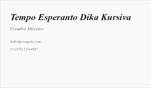 Tempo Esperanto Dika Kursiva Business Card
