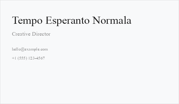 Tempo Esperanto Normala Business Card