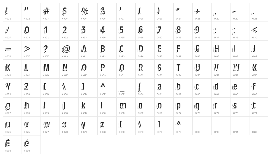 Ten Ton Ballyhoo Alternates Character Map