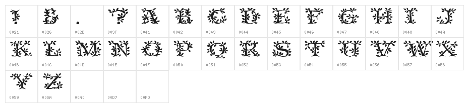 Tenderleaf Regular Character Map
