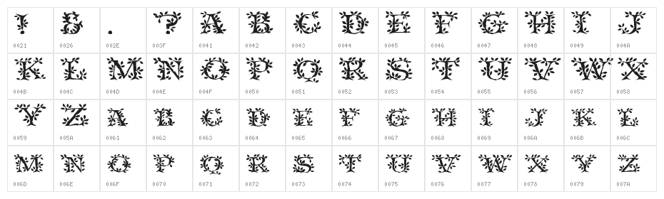 Tenderleaf Character Map