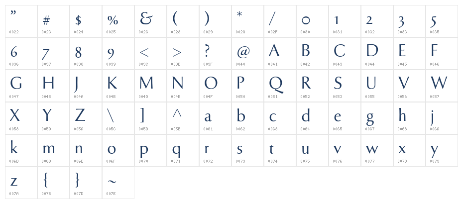 Tenderness2 Character Map