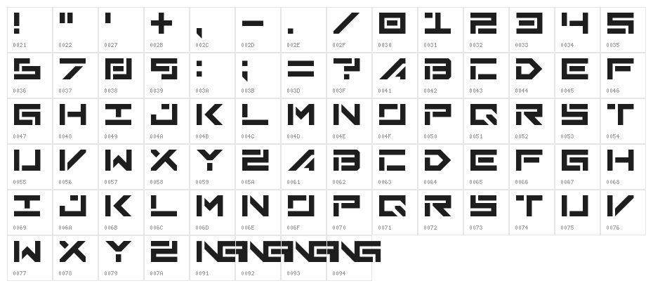 Tenoture Character Map