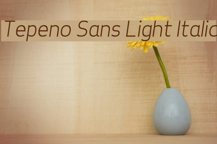 Tepeno Sans Light Italic Font examples