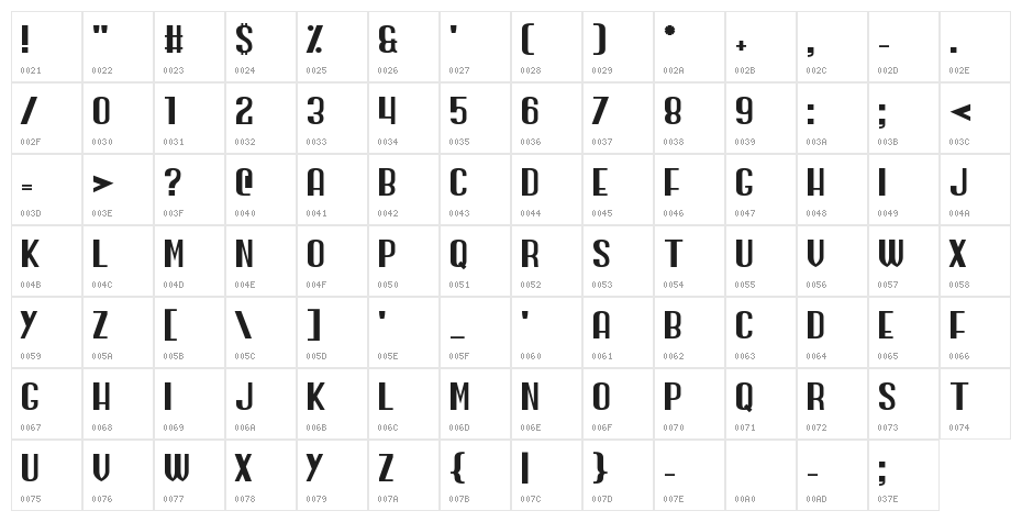 Terminal Day Character Map