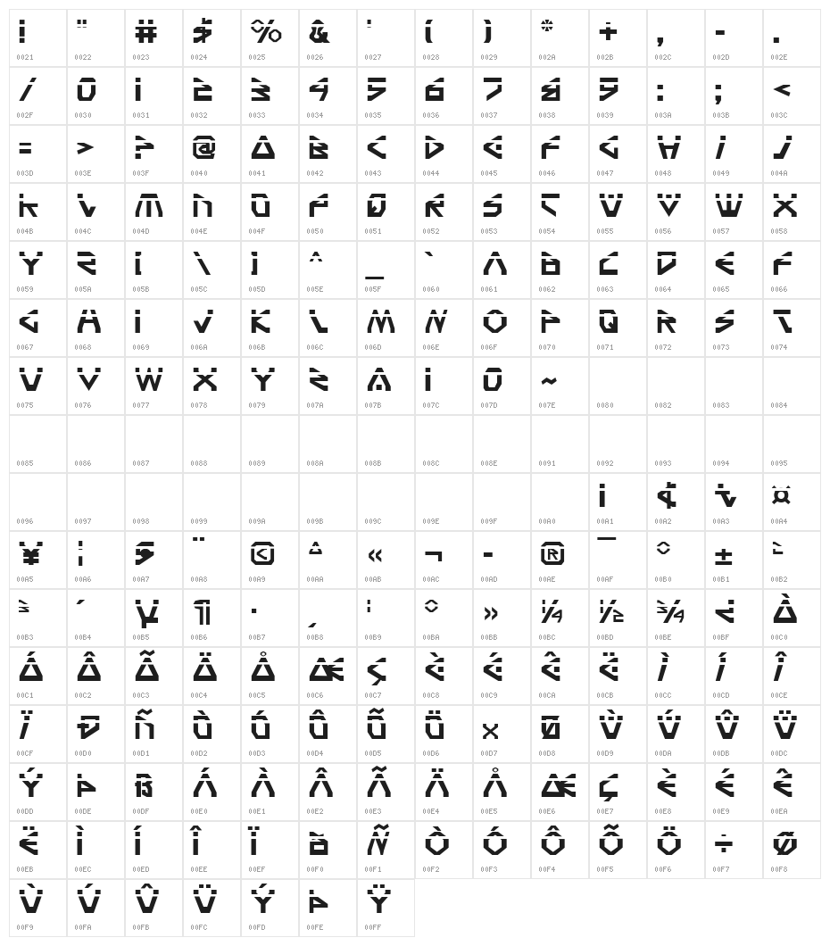 Terra Firma Laser Character Map