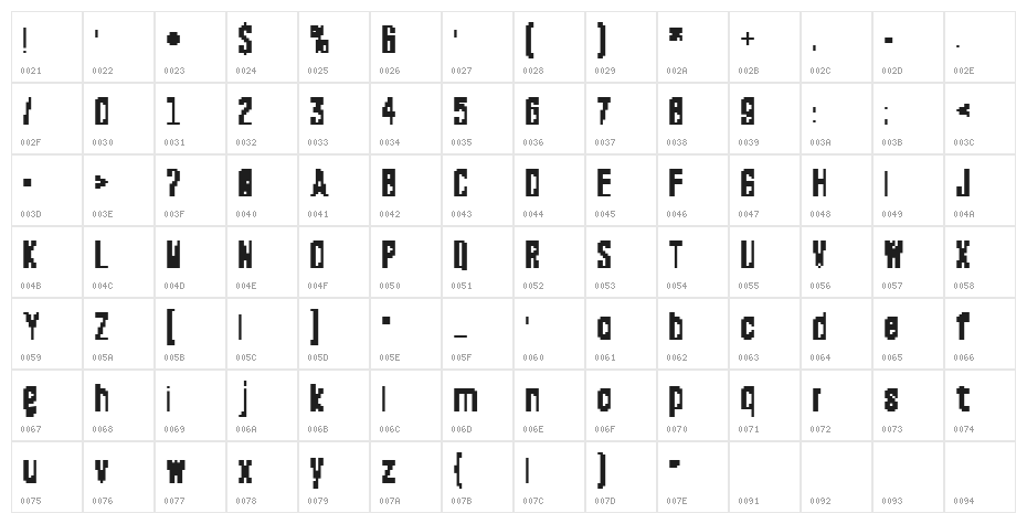 Terrage Character Map
