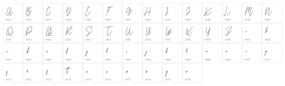 Terrakota Free Regular Character Map