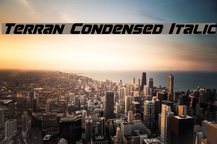 Terran Condensed Italic Font examples