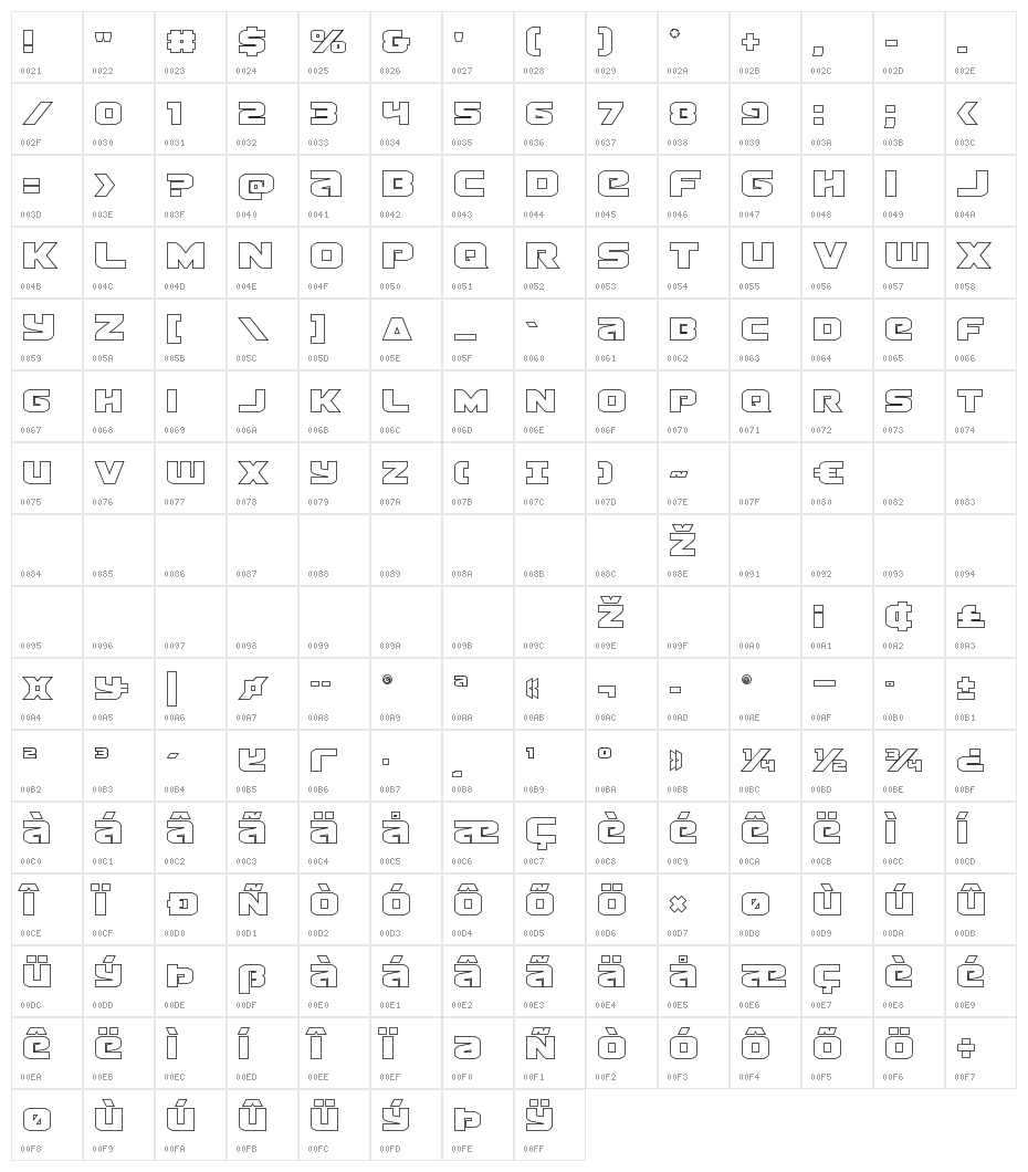 Terran Outline Regular Character Map
