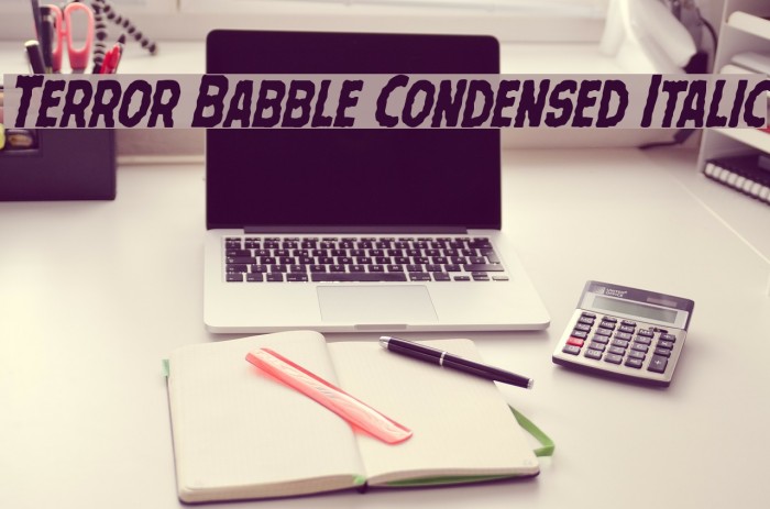 Terror Babble Condensed Italic Font examples
