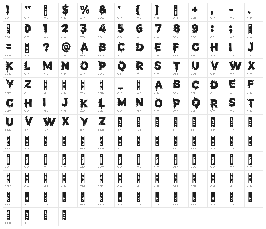 Terror Letter Character Map