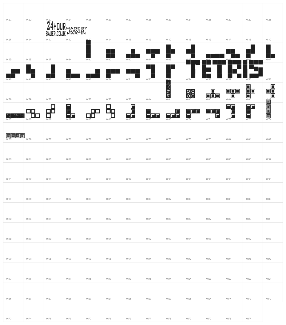 Tetris Blocks Character Map