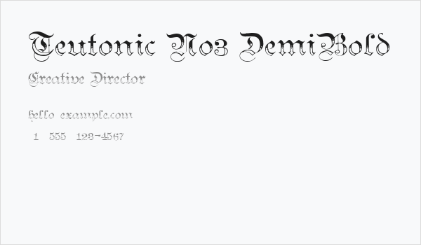 Teutonic No3 DemiBold Business Card