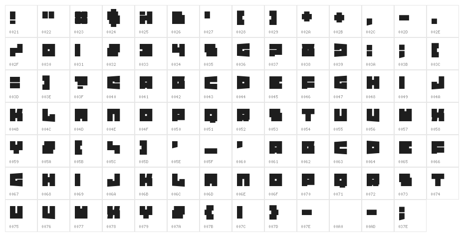Texas Drop Character Map
