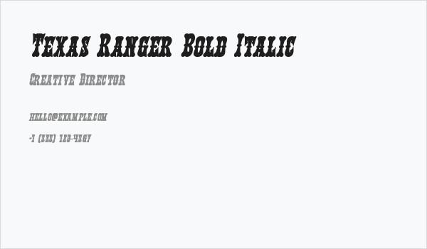 Texas Ranger Bold Italic Business Card