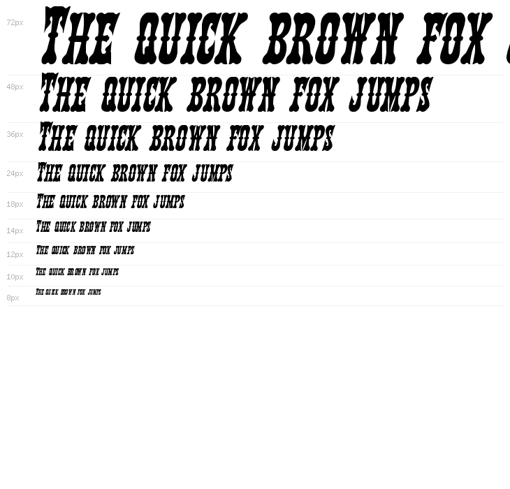 Texas Ranger Condensed Italic Waterfall