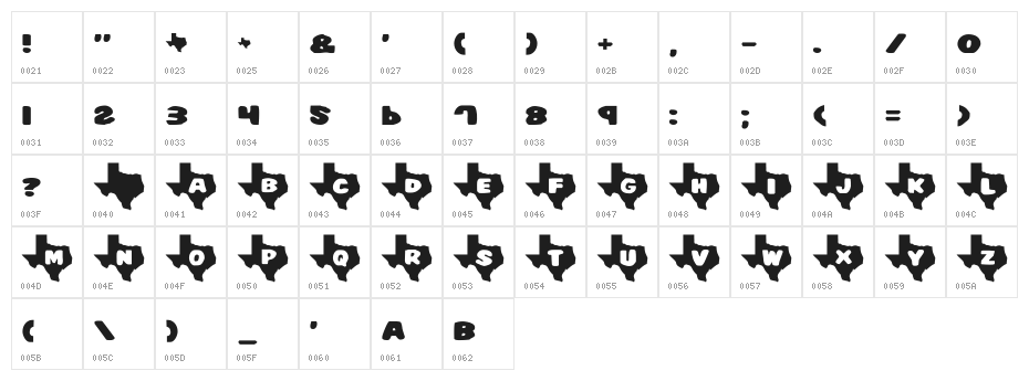 Texas2 Character Map