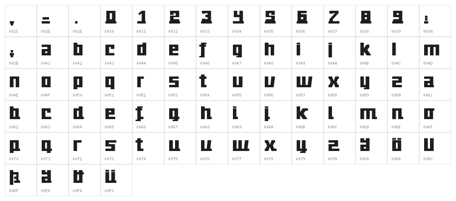 technikus Regular Character Map