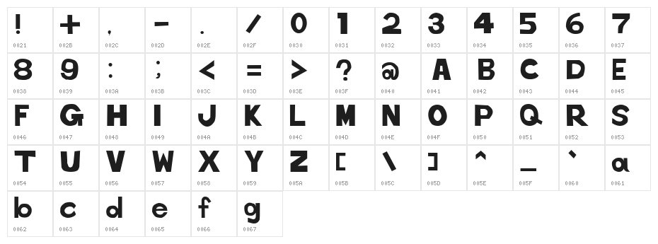 tenuki gothic Normal Character Map