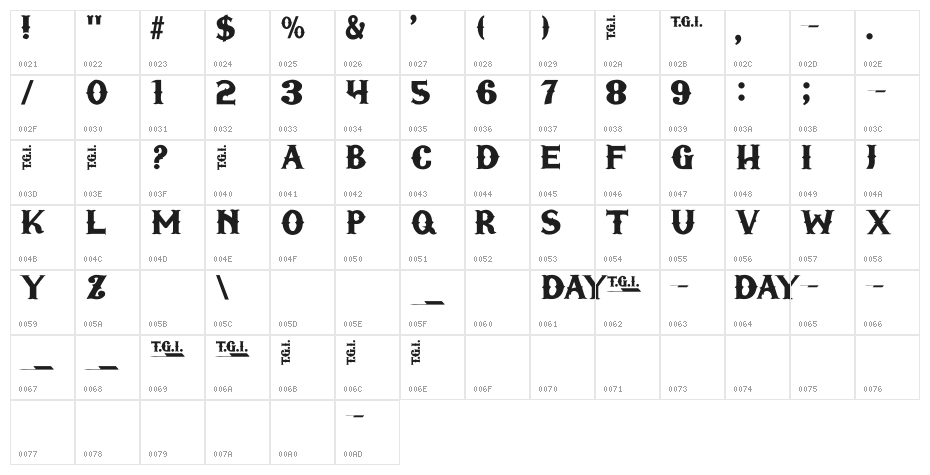TGIFriday Character Map