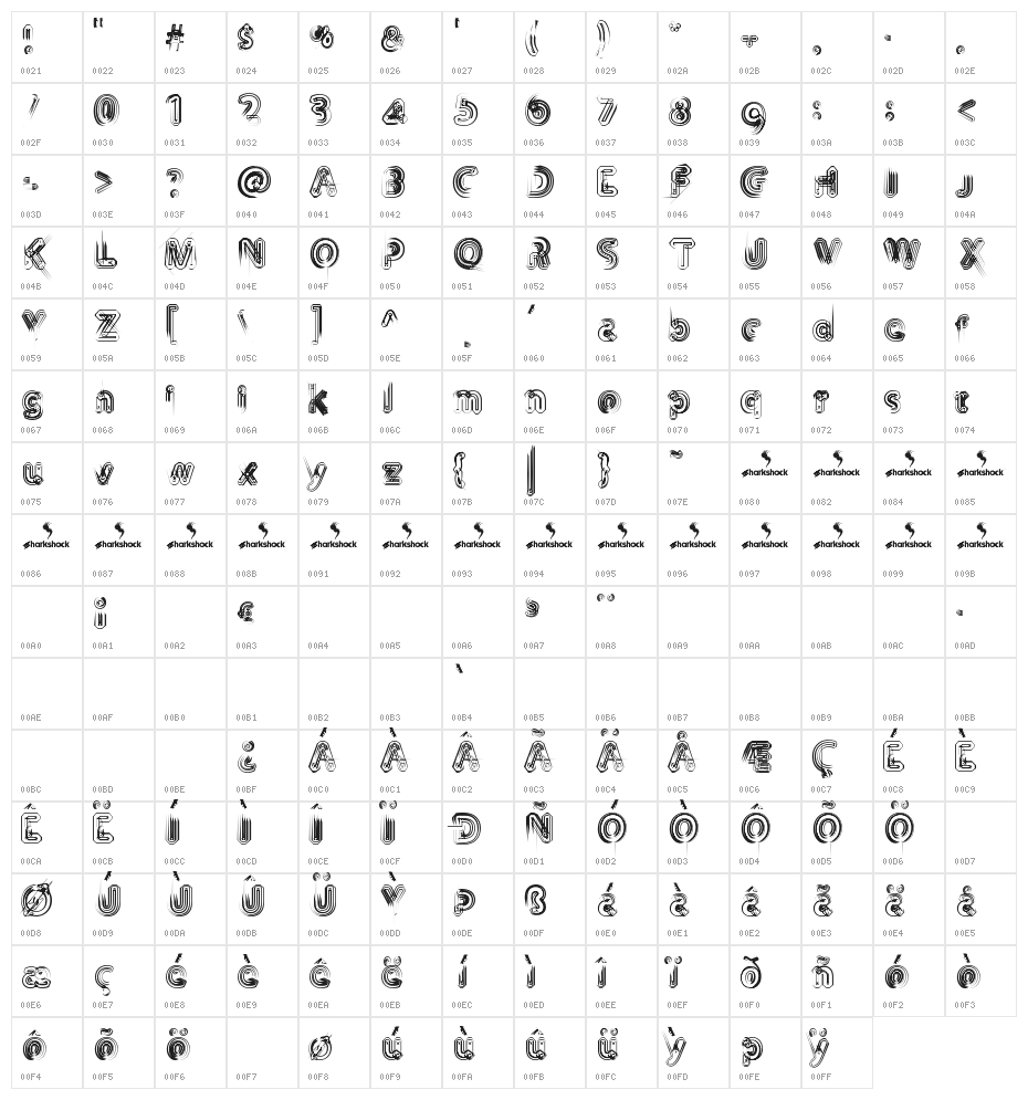 TH3 MACHINE Character Map