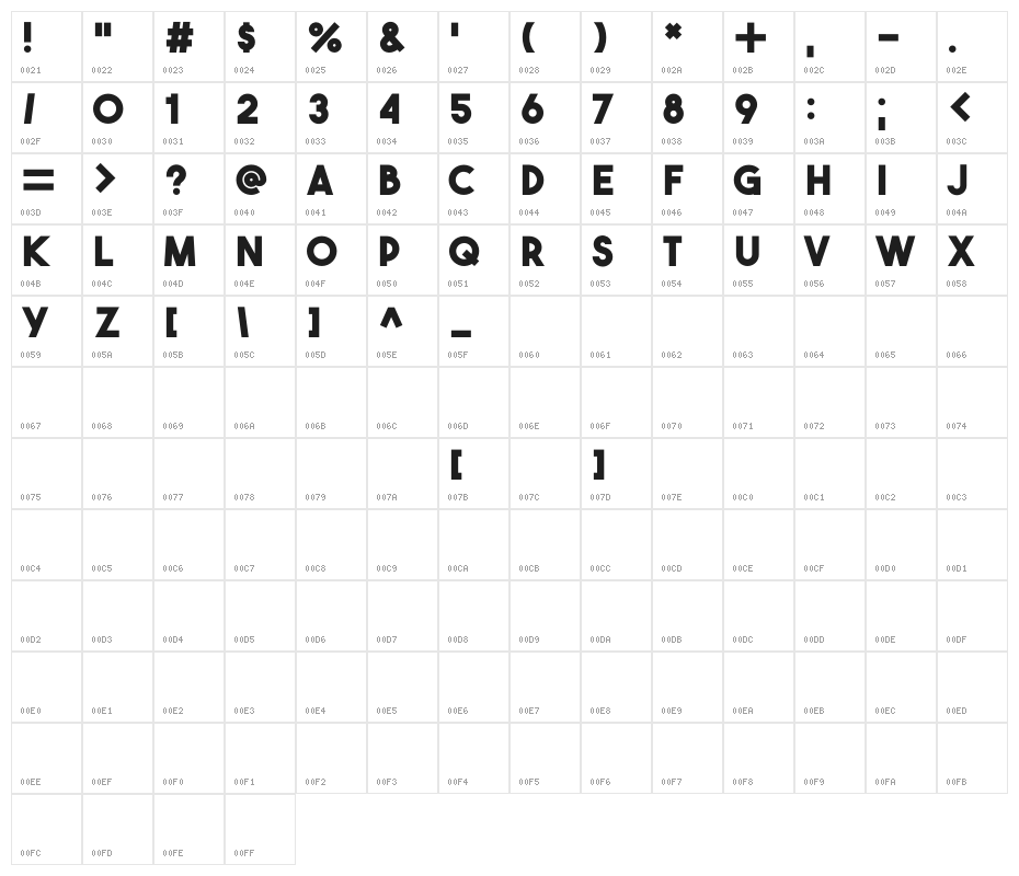 THE BOLD FONT FREE VERSION BOLD Character Map