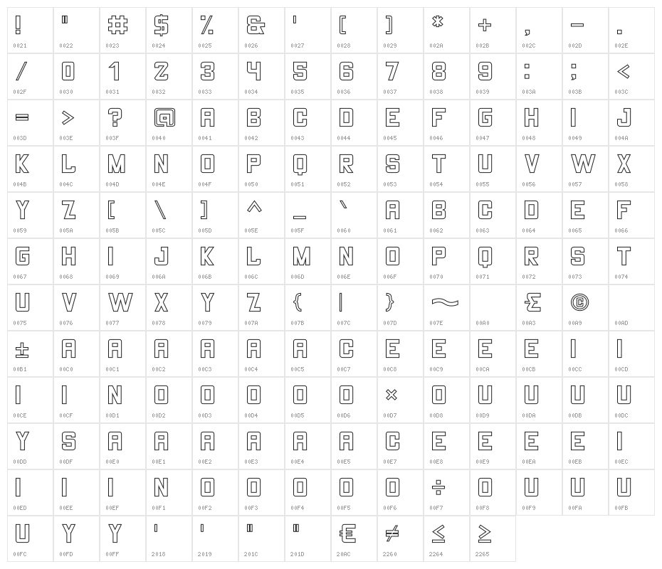 THE CHAMP Stroke Character Map