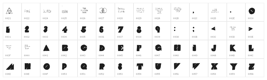 THE GLITCH MOB Medium Character Map