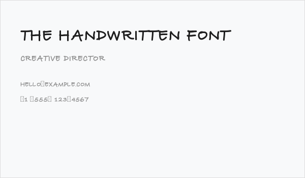 THE HANDWRITTEN FONT Business Card