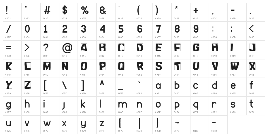 THE HIDDEN Character Map