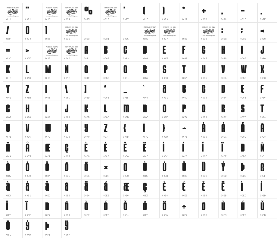 THE MEZIRANE Character Map