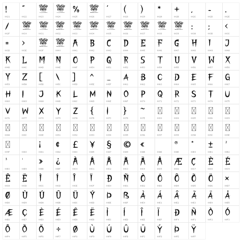 THE NIGHT LAMP Character Map