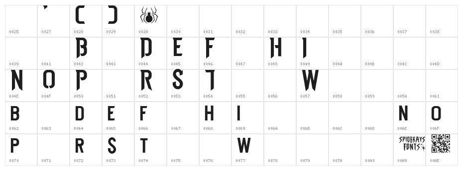 THE SPIDERS WEBFONT Character Map