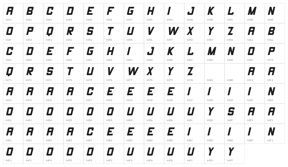 THECHAMP DEMO Italic Character Map