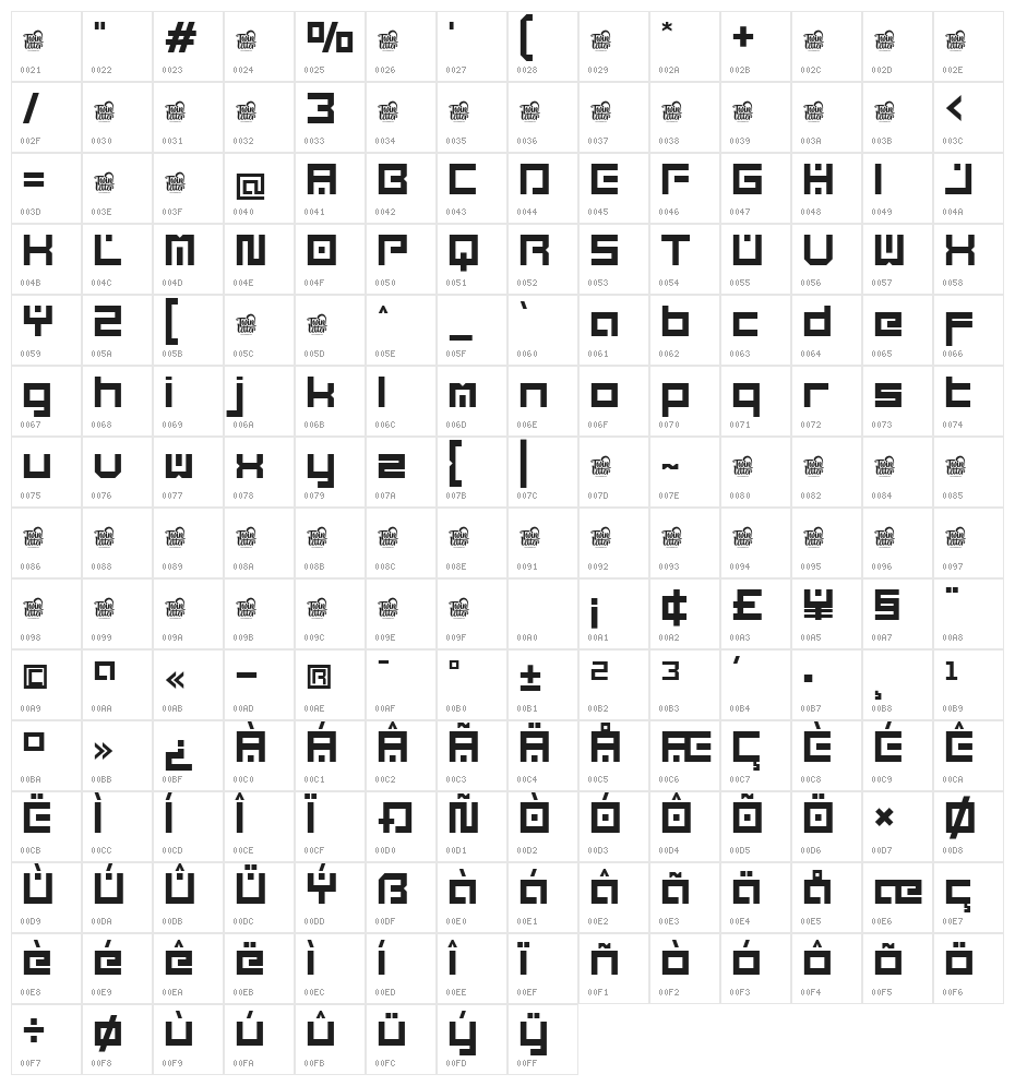 THEMIRU Trial Regular Character Map