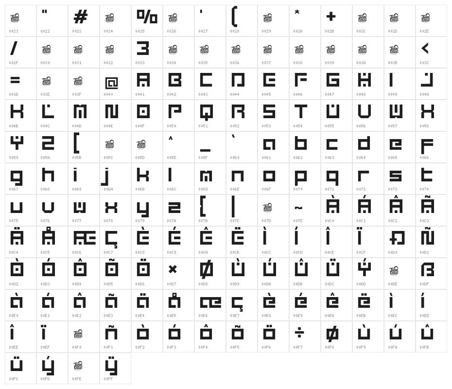 THEMIRUTrial-Regular Character Map