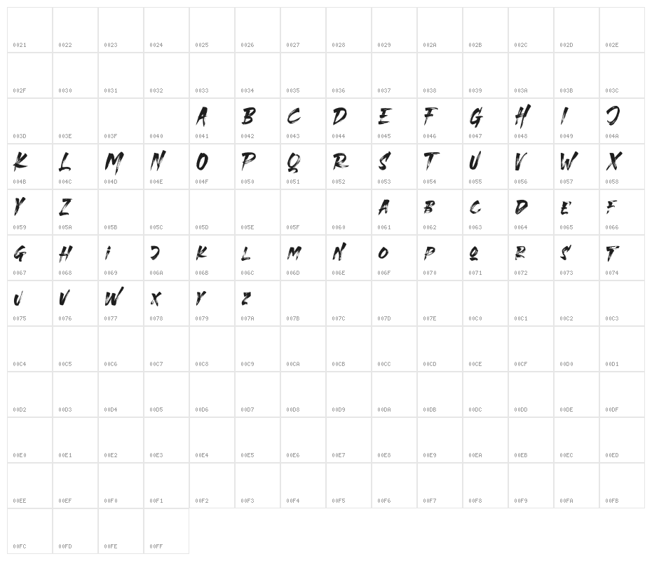 THESTRANGERFONTDUO Character Map