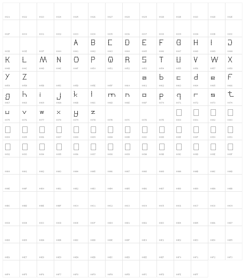 THIN DECORATIVE Character Map
