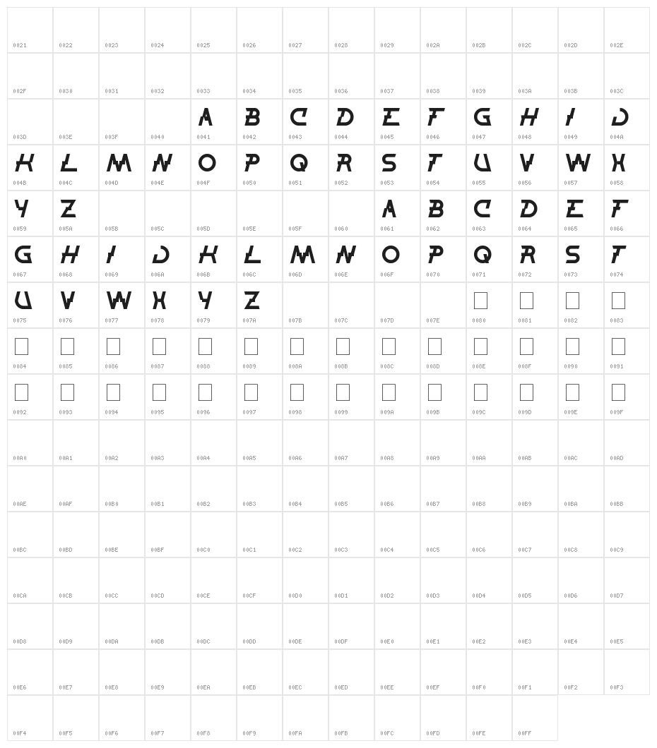 THUNDER JAGGER Character Map