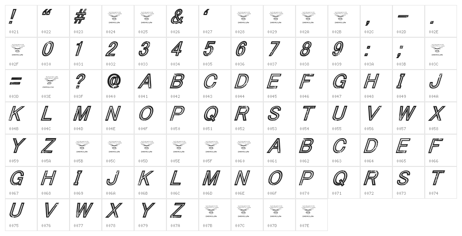 ThaCoolKidz-Italic Character Map