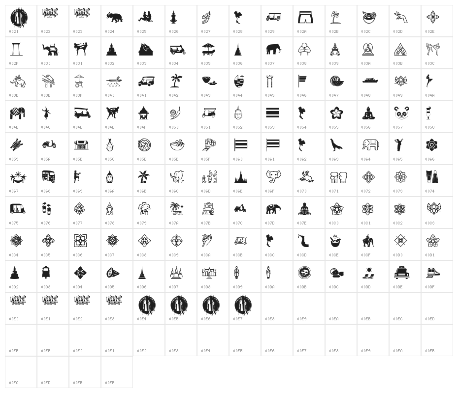 Thailand Icons Character Map