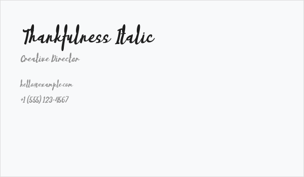 Thankfulness Italic Business Card