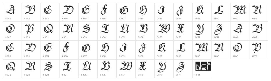 ThannhaeuserZier Character Map