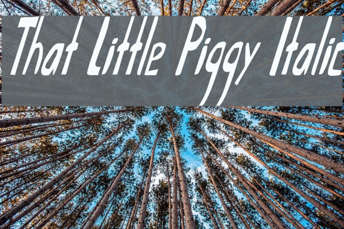 That Little Piggy Italic Шрифта examples