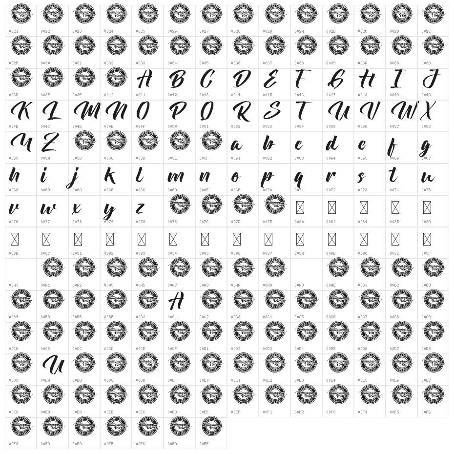 The Backhander Demo Character Map